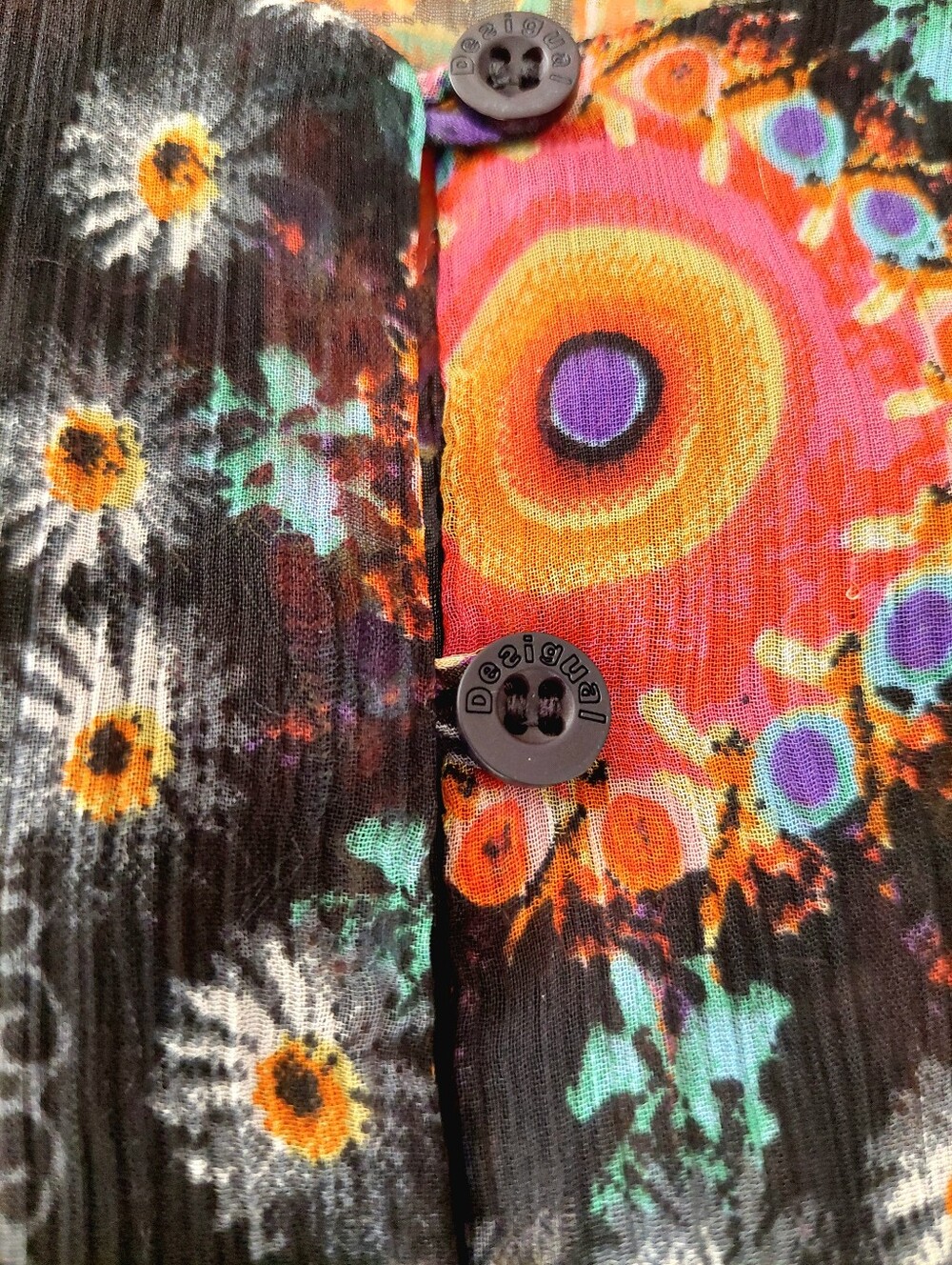 Desigual Semi-Sheer Mandala Print Chiffon Tunic Blouse Size M/L - Picture 10 of 13